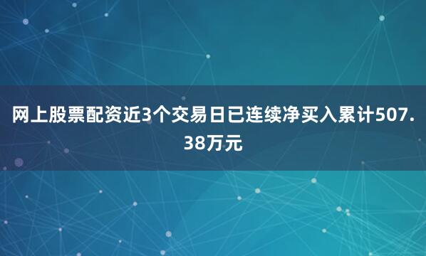 网上股票配资近3个交易日已连续净买入累计507.38万元